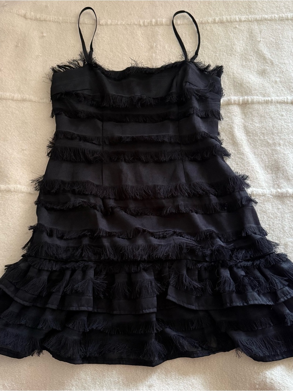 Princess Polly | y2k black tiered fringe mini dress